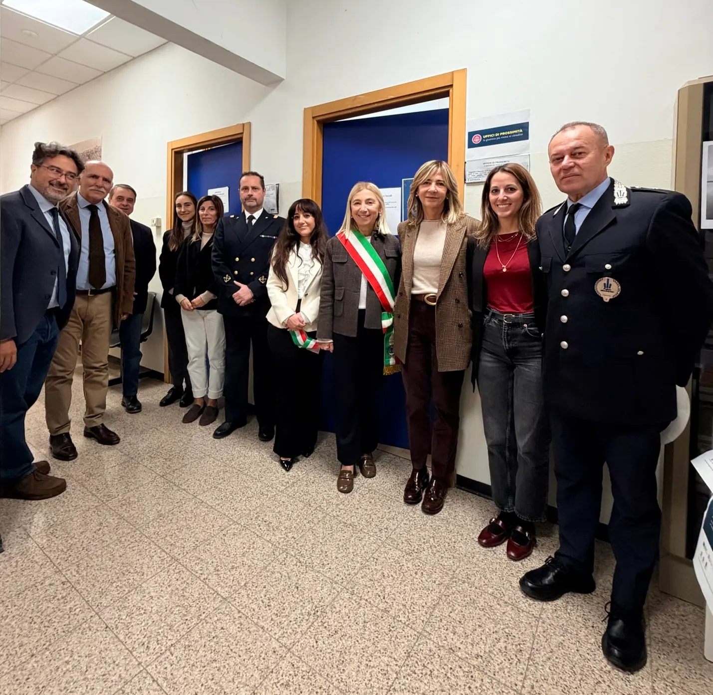 Participants at the inauguration outside Cattolica’s local court assistance office.