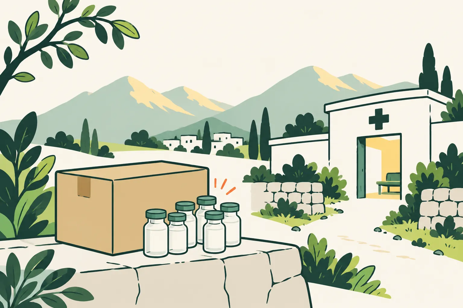AI illustration about a delivery of medicine in Pakistan.